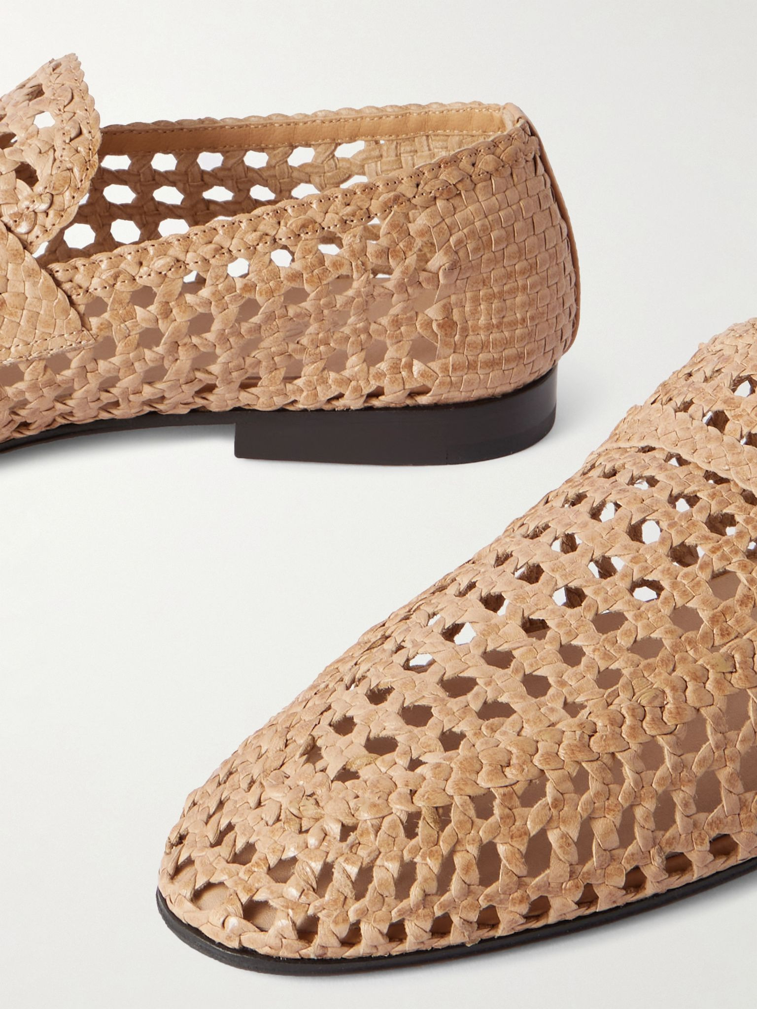 Leon woven leather loafers Neutral - 4