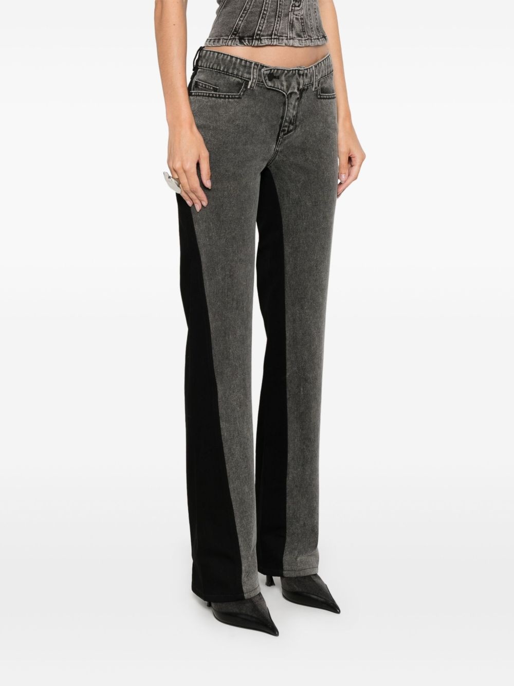 bi-color straight leg jeans - 3
