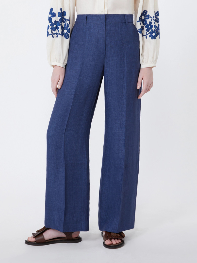 MALIZIA Linen canvas trousers - NAVY 3