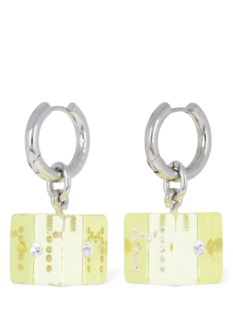 Resin earrings w/ dice & crystal - 4