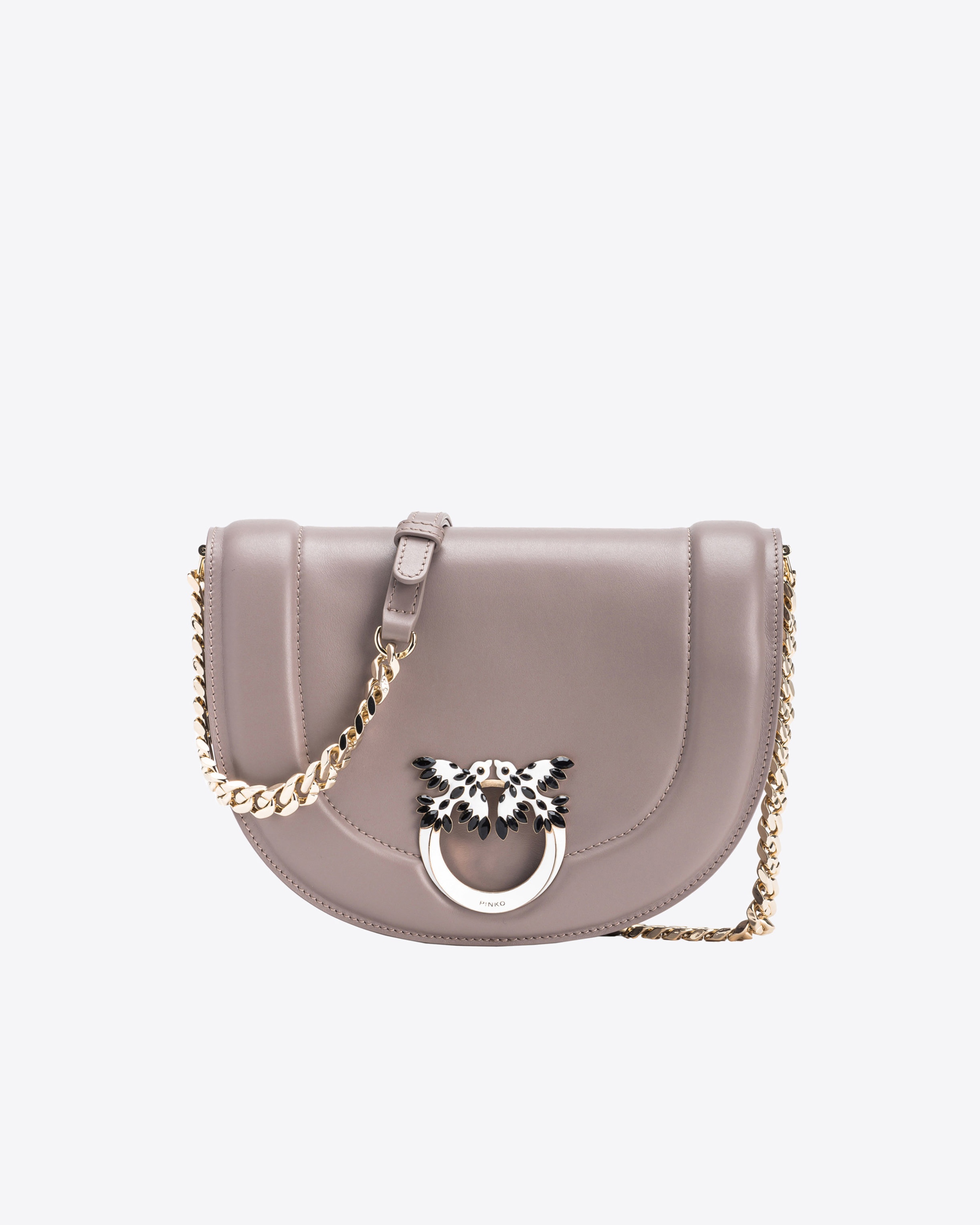 PINKO GALLERIA CLASSIC LOVE BAG CLICK ROUND WITH BEJEWELLED BUCKLE - 1