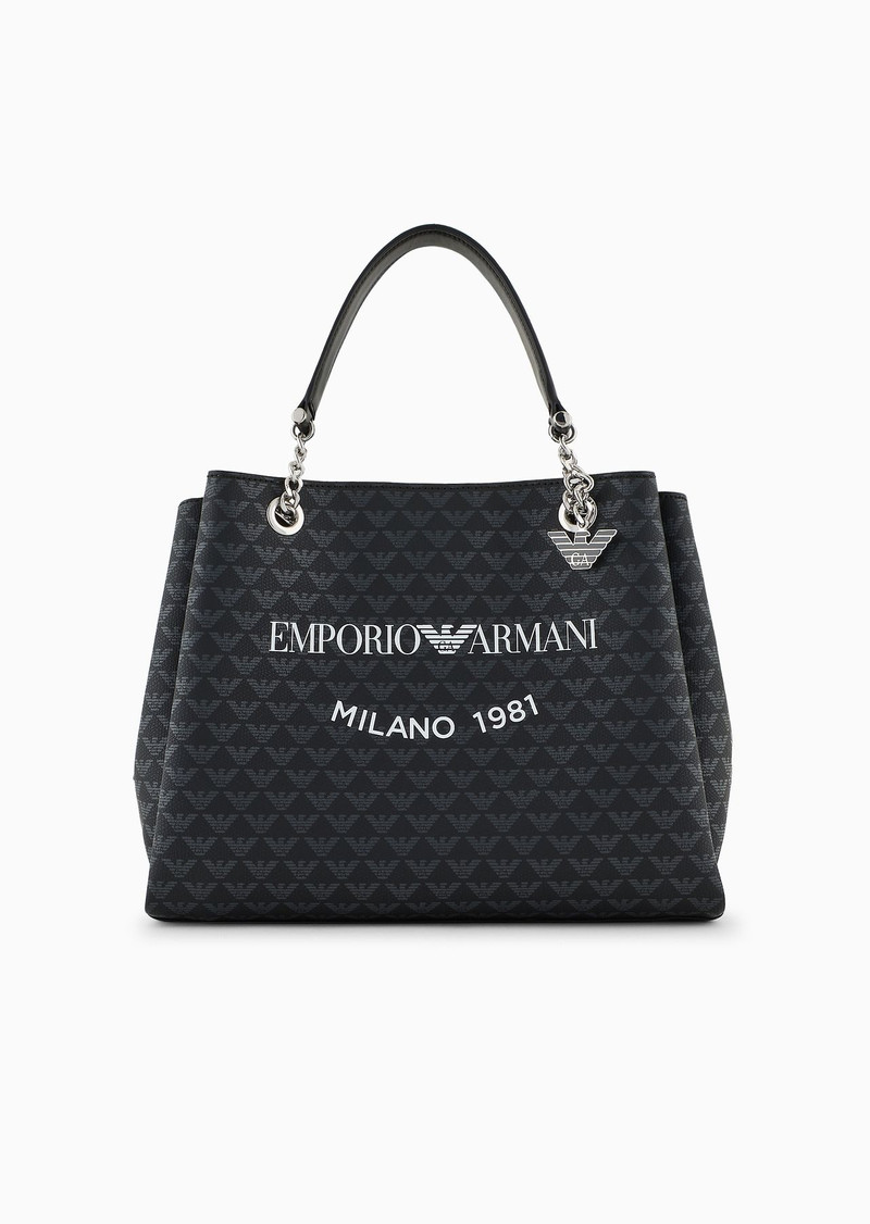 All-over eagle handbag with Milano 1981 logo print 1