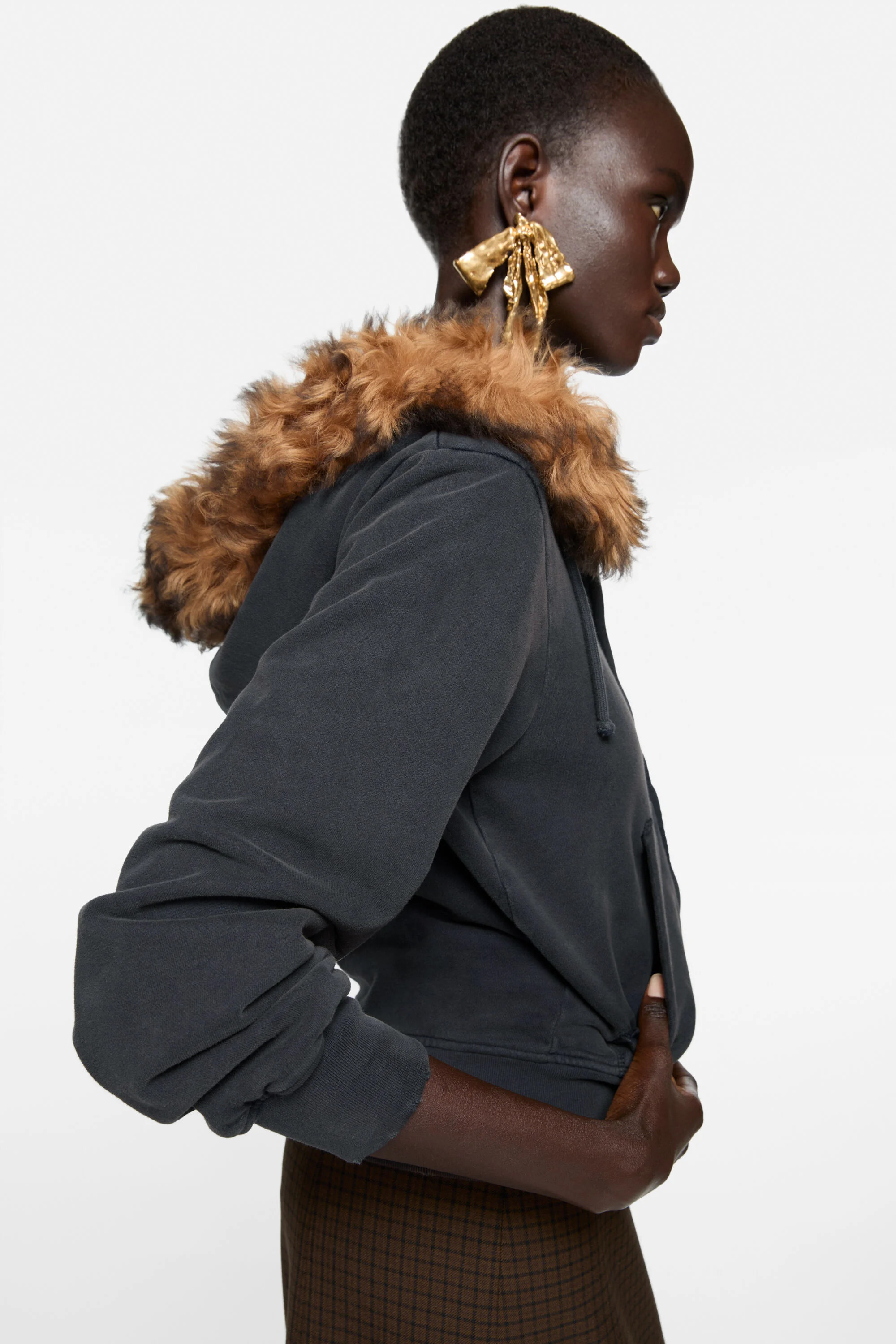 Hooded zipper sweater - Rust brown - 4