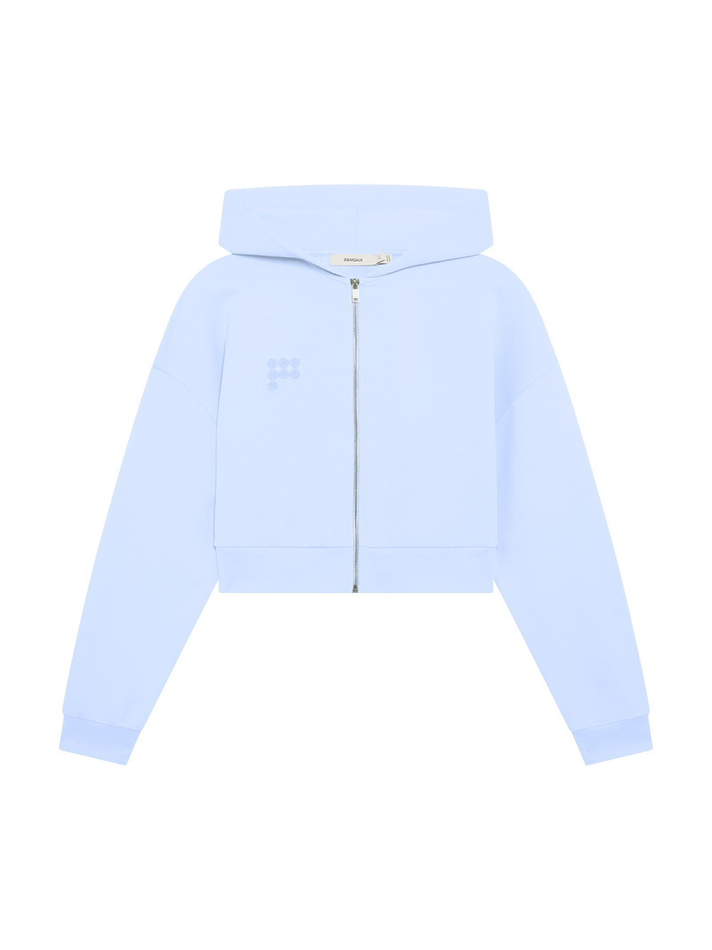 Womens Cropped Zip Up Hoodie - Wildflower Blue 1
