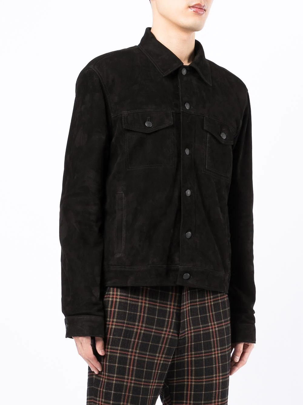 button-up suede jacket - 3