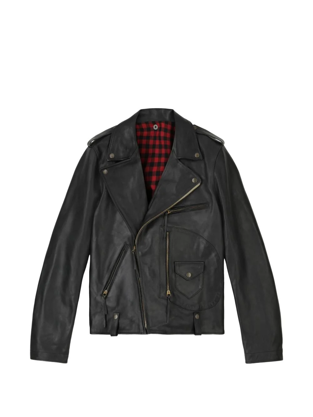 asymmetrical-zip leather jacket - 1