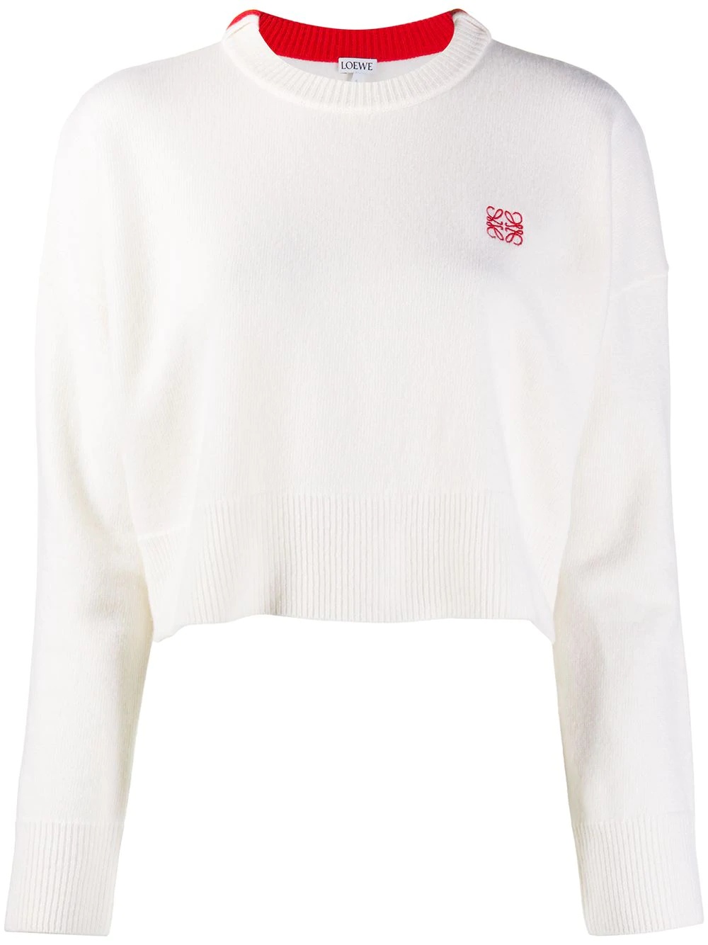 wool cropped jumper with logo embroidery - 1