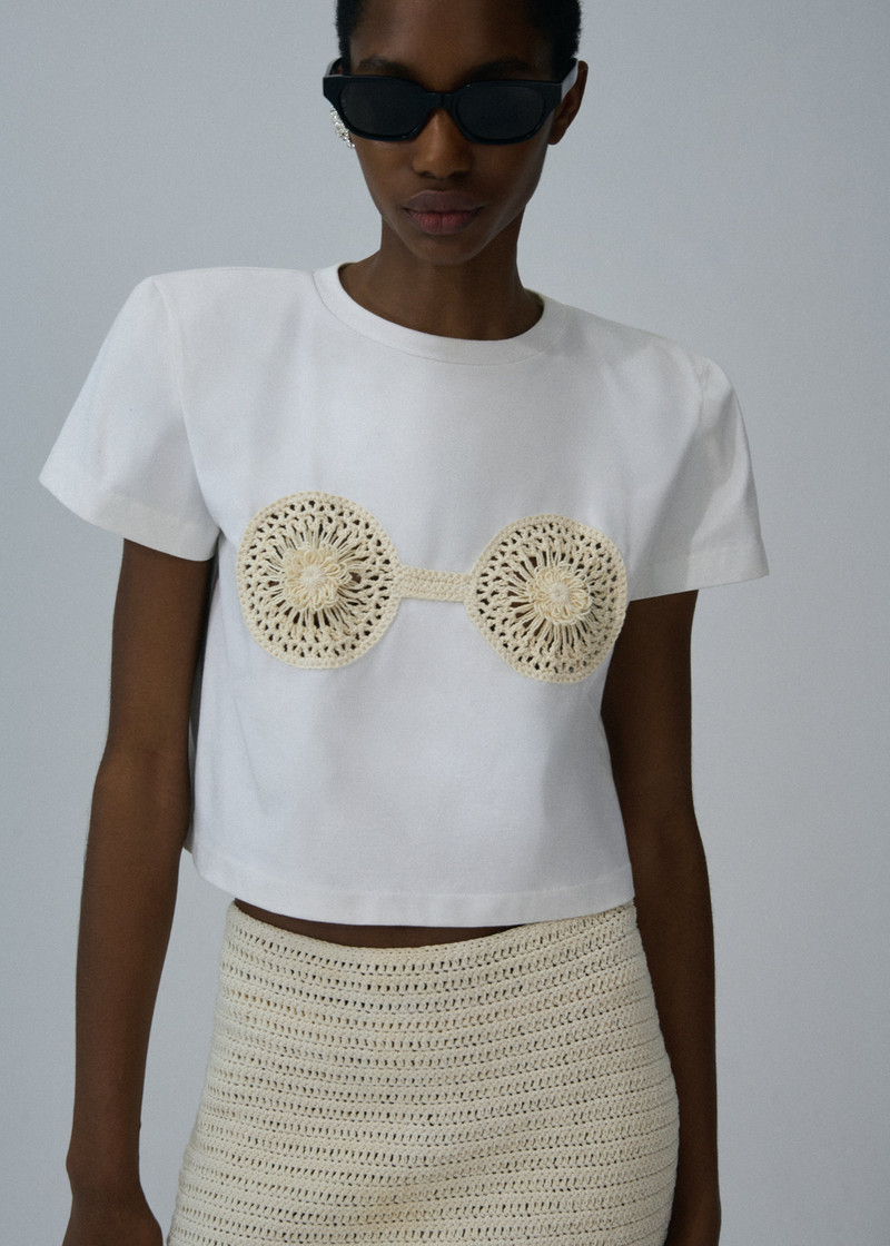 MAGDA BUTRYM Crochet mini skirt in cream outlook