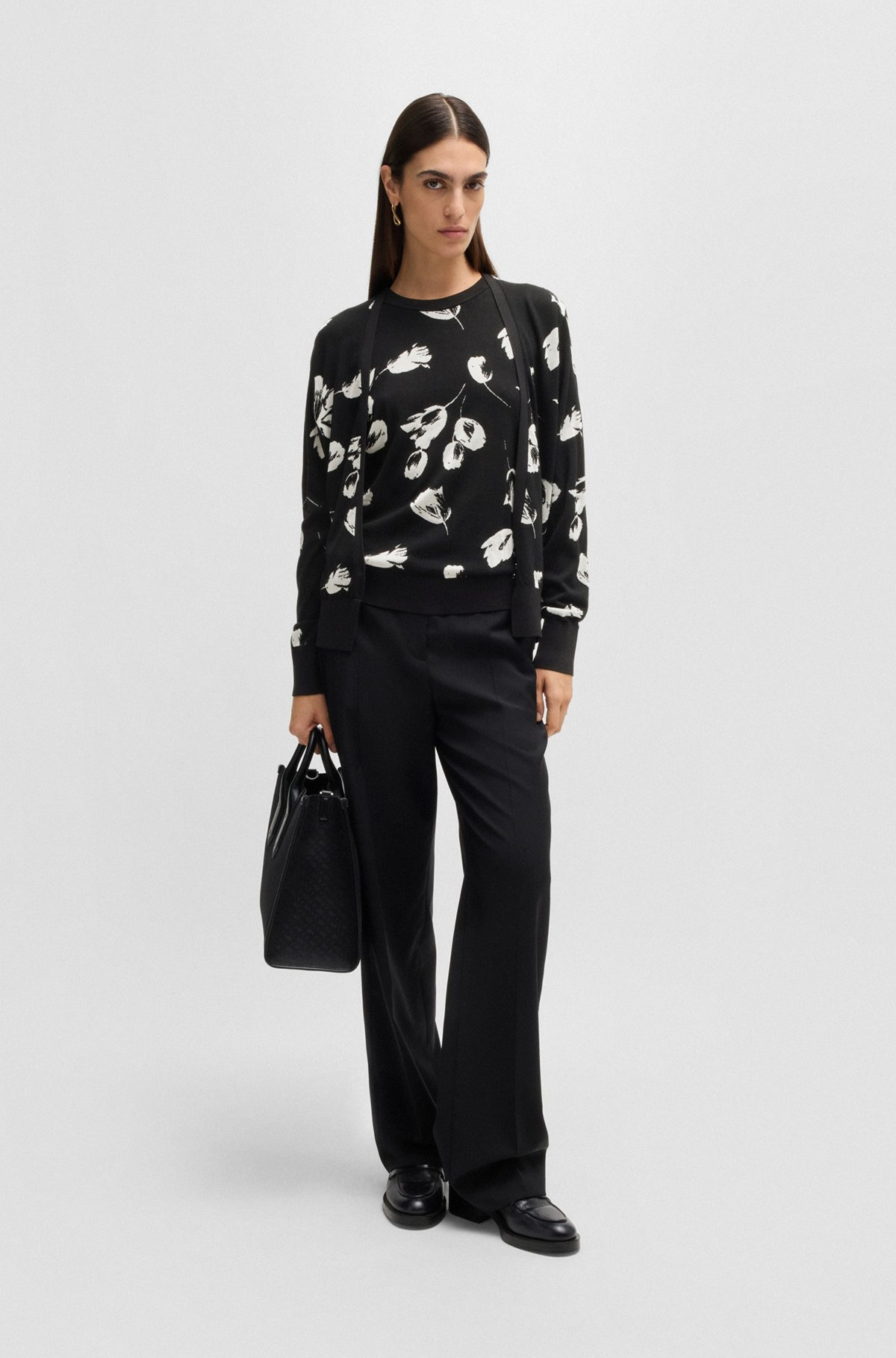 MERINO WOOL-BLEND CARDIGAN WITH TULIP JACQUARD - 3