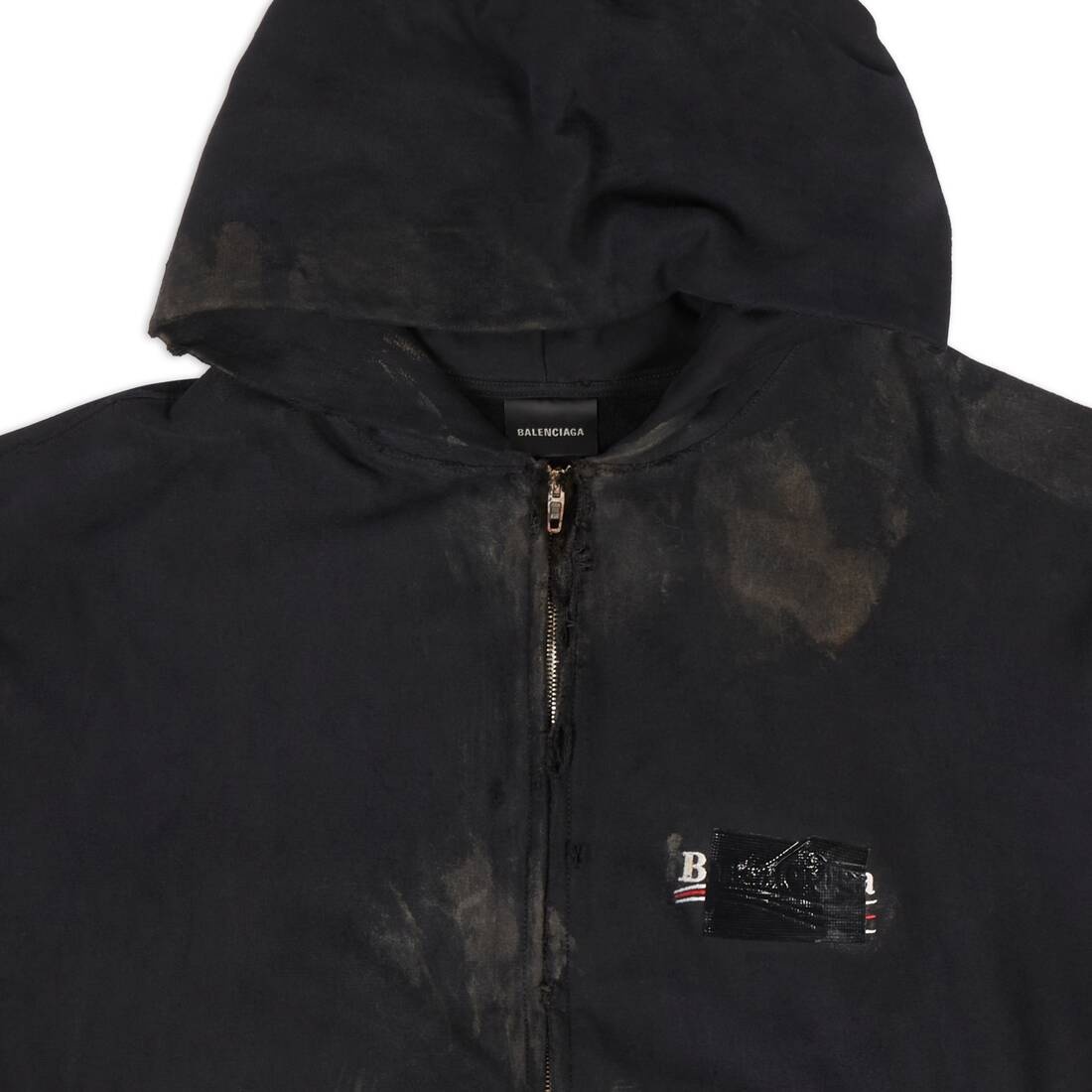 Balenciaga Destroyed Hoodie Black, Men's Fashion, Coats, Jackets