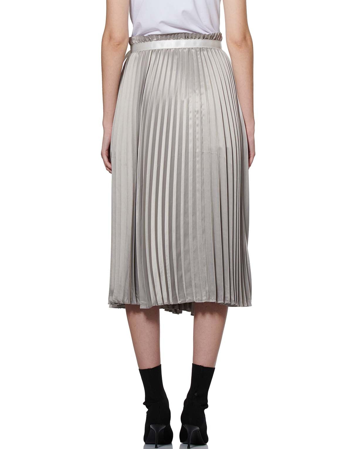 Denim Shorts with Asymmetric Pleated Skirt Overlay - 4