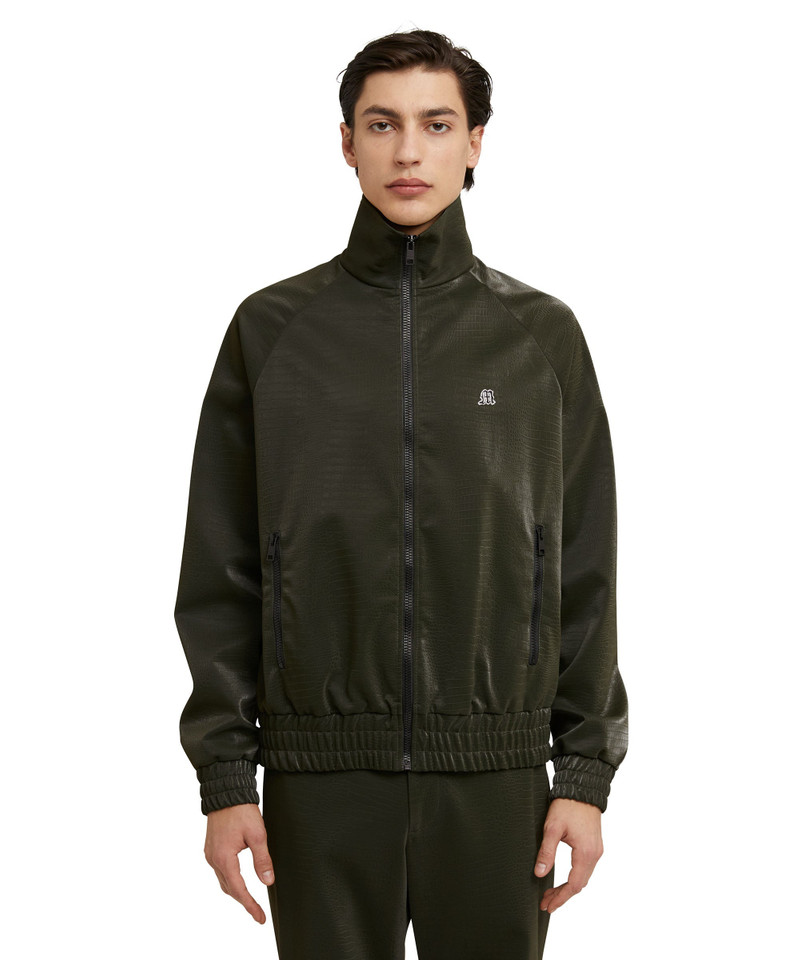 MSGM Viscose bomber jacket with "Croco Eco Leather" pattern outlook
