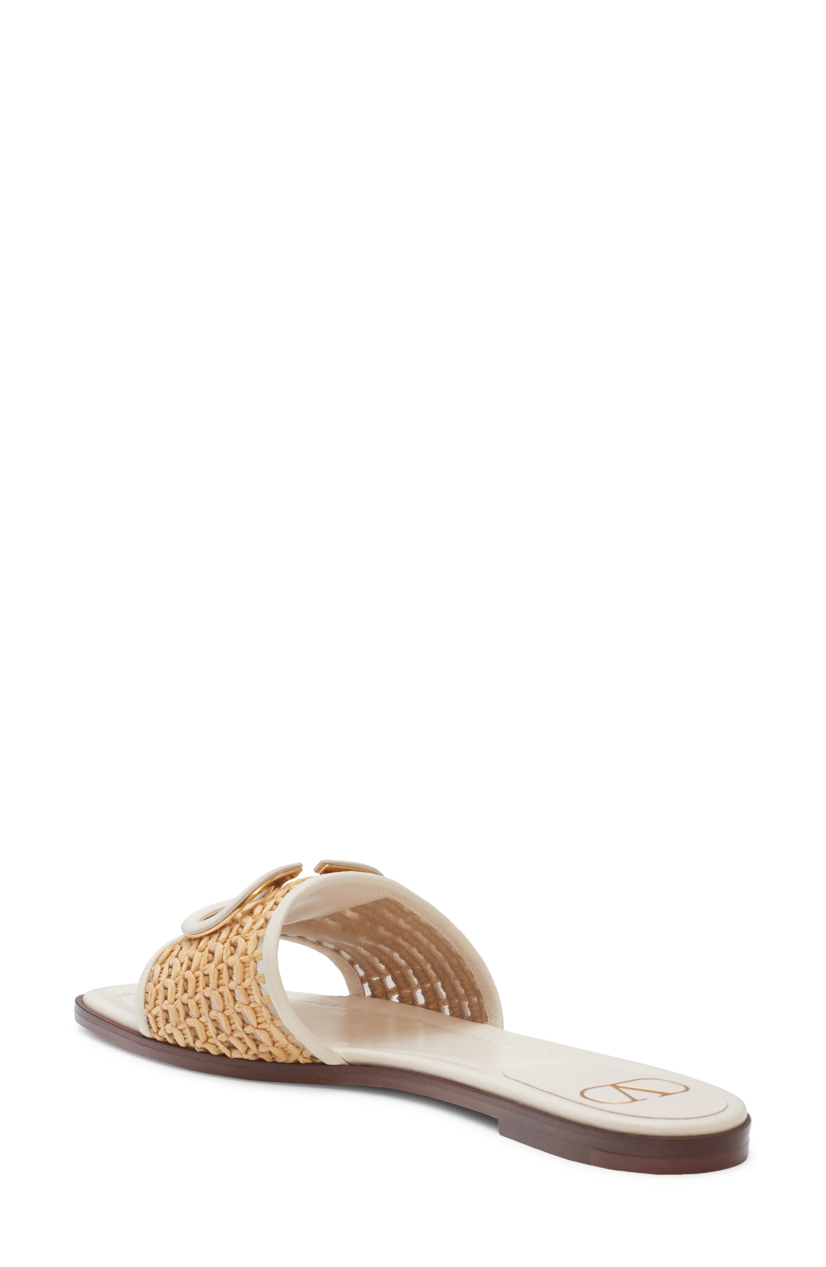Valentino Garavani VLOGO Raffia Slide Sandal in Naturale/Light Ivory at Nordstrom - 2