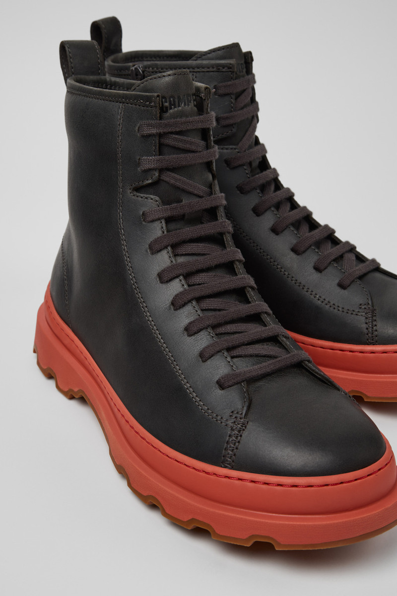 Gray Nubuck Mid Boots for Men. 2