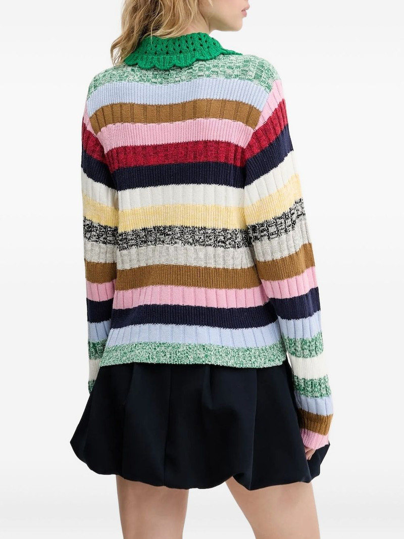 STINE GOYA striped crochet-collar knit outlook