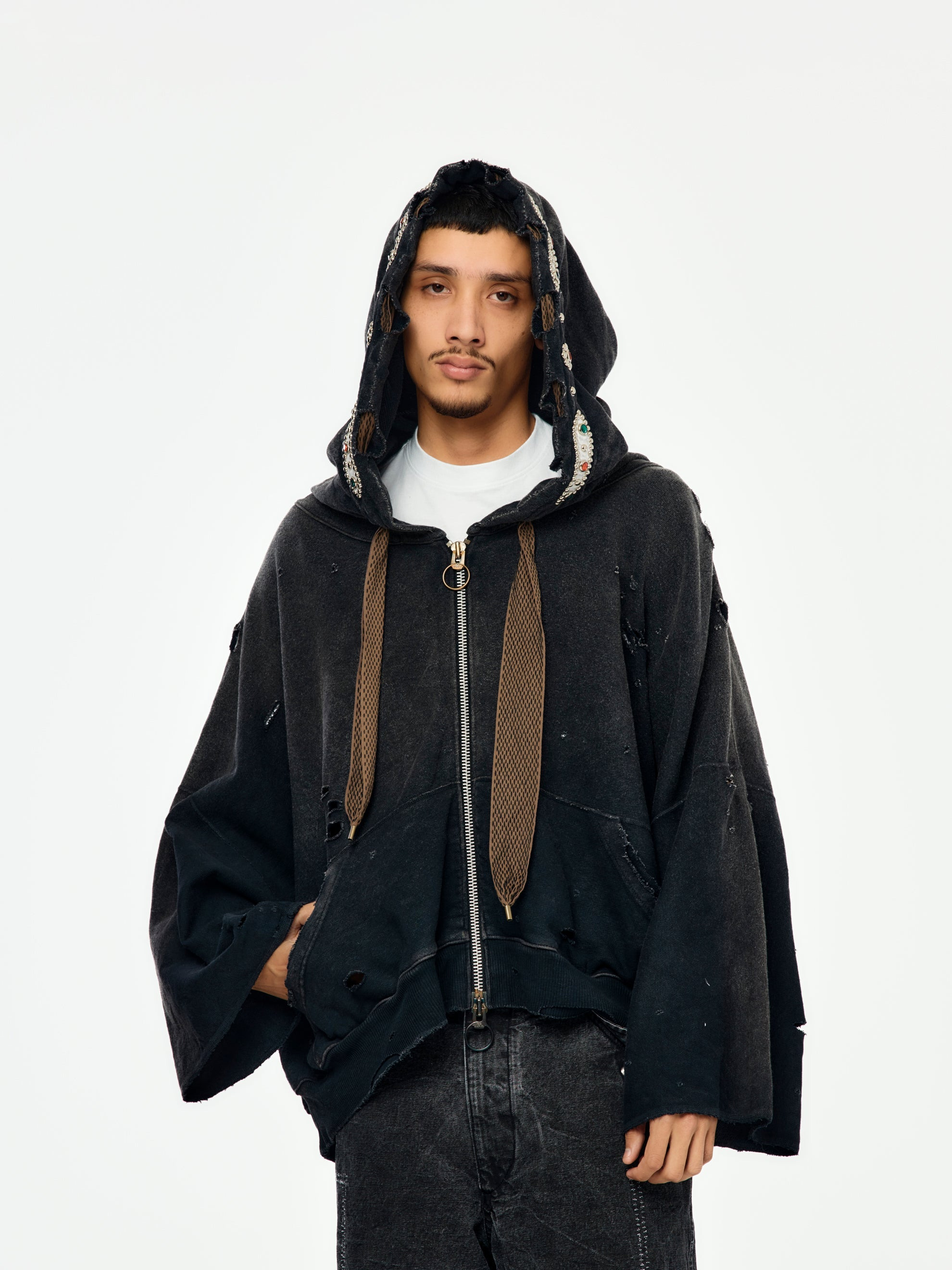 THRILLER DAMAGE DEVIL HOODIE BLOUSON SWT KNIT (STUDS REMAKE/BLACK) - 4