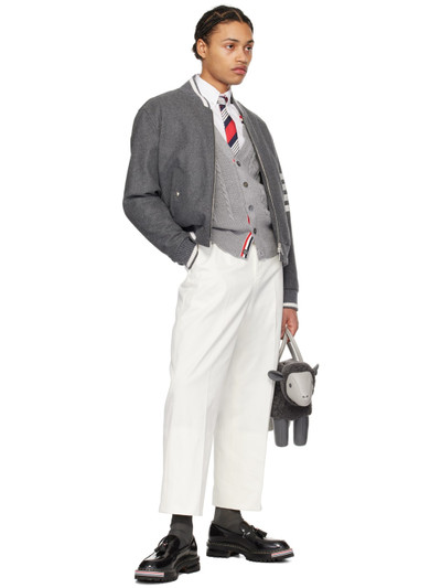 Thom Browne White Rolled Cuff Trousers outlook