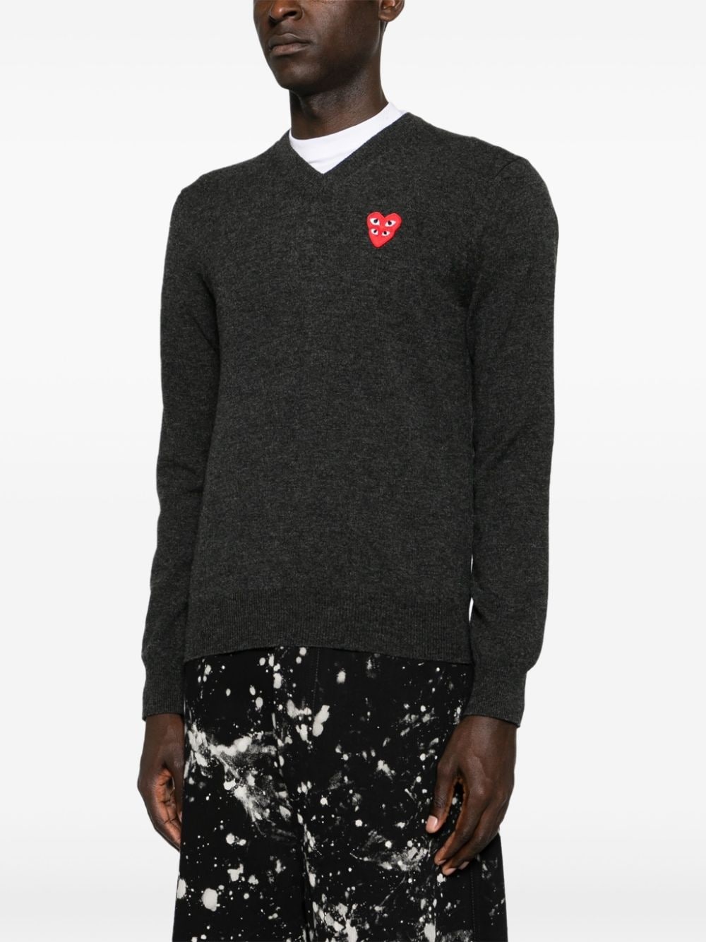 heart-patch wool jumper - 4