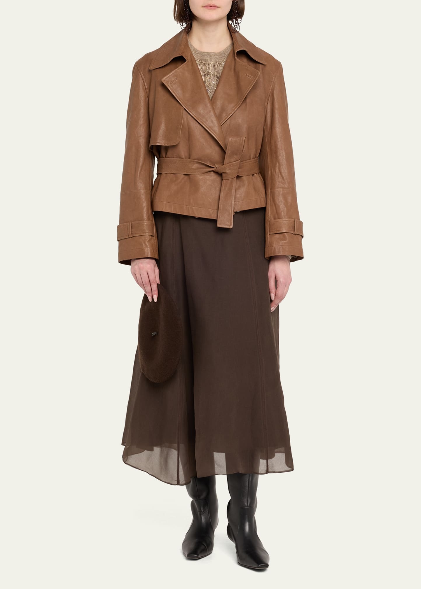 Vintage Napa Leather Cropped Trench - 2