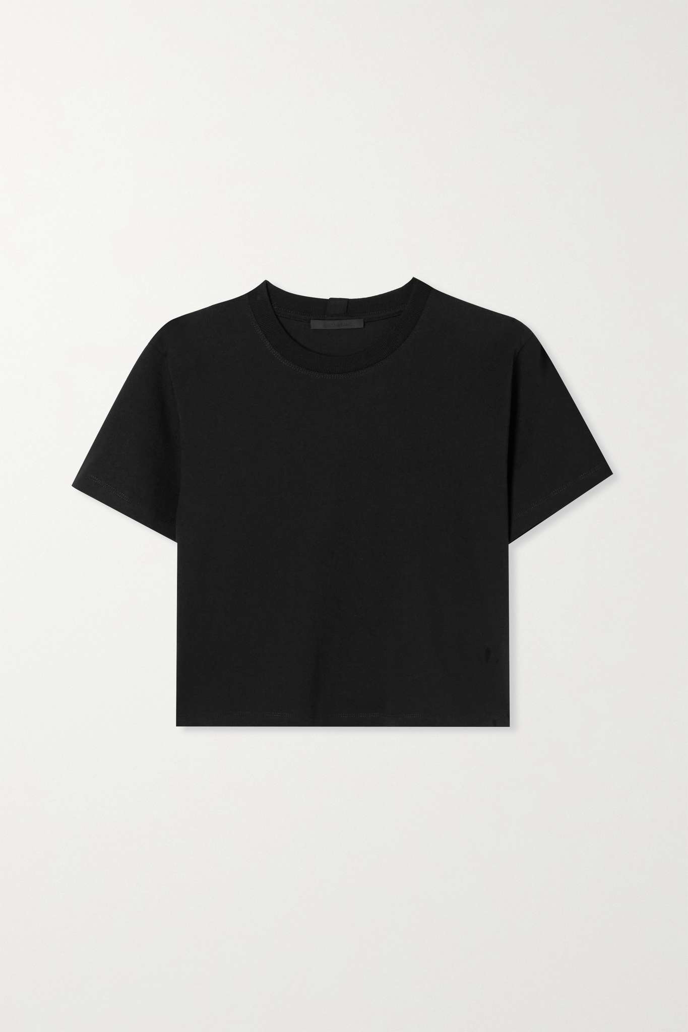 Cropped embossed printed cotton-jersey T-shirt - 1