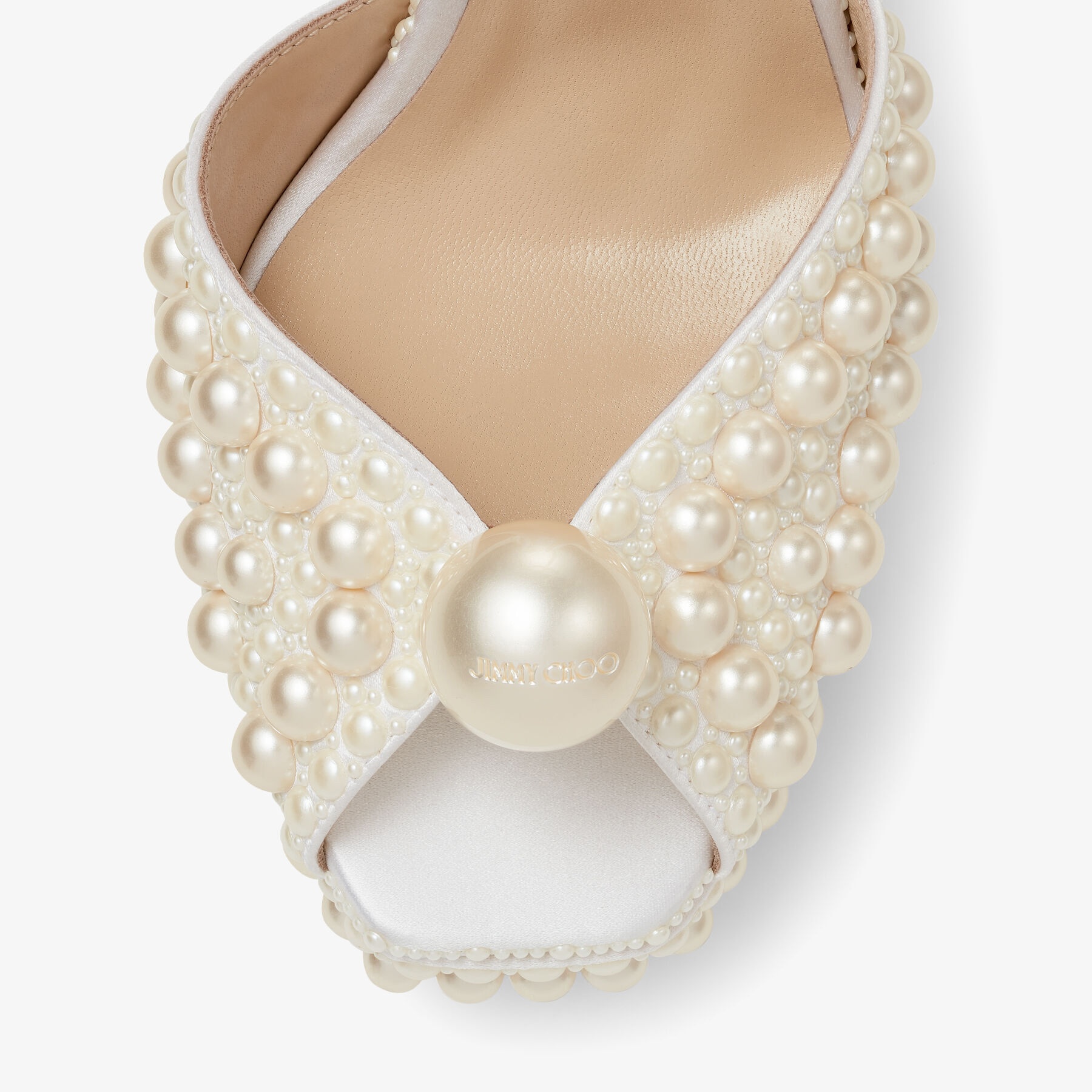 JIMMY CHOO Sacaria/PF 120 White Satin Platform Sandals with