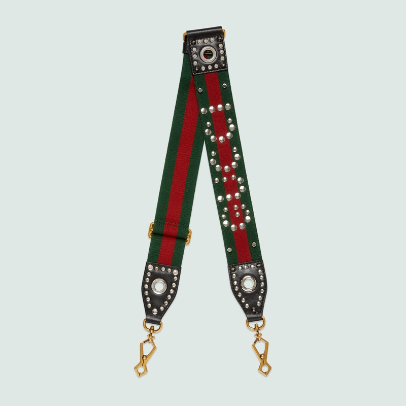 Wide studded 'Gucci' Web shoulder strap 1