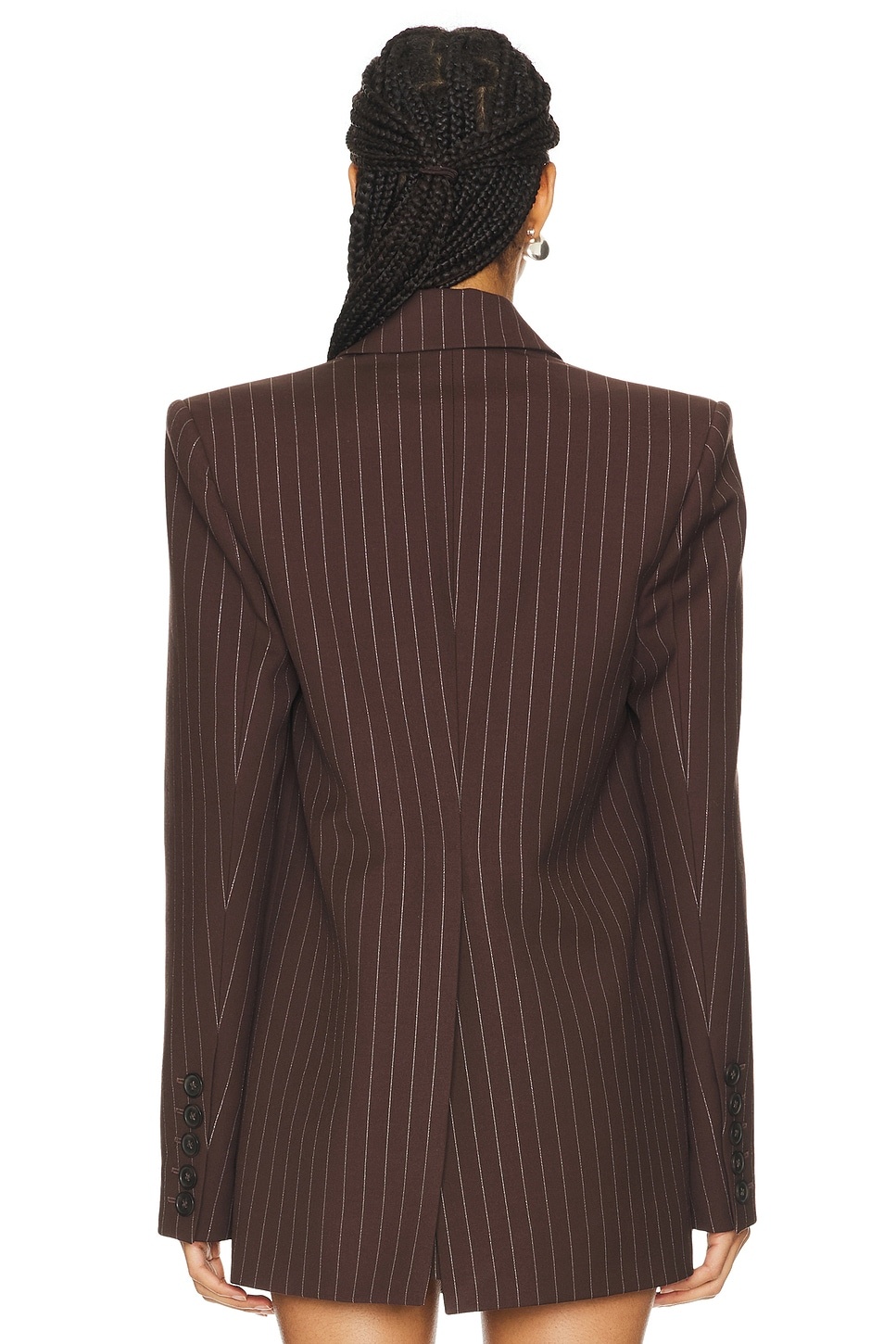 Lurex Pinstripe Single Breasted Oversize Blazer - 4