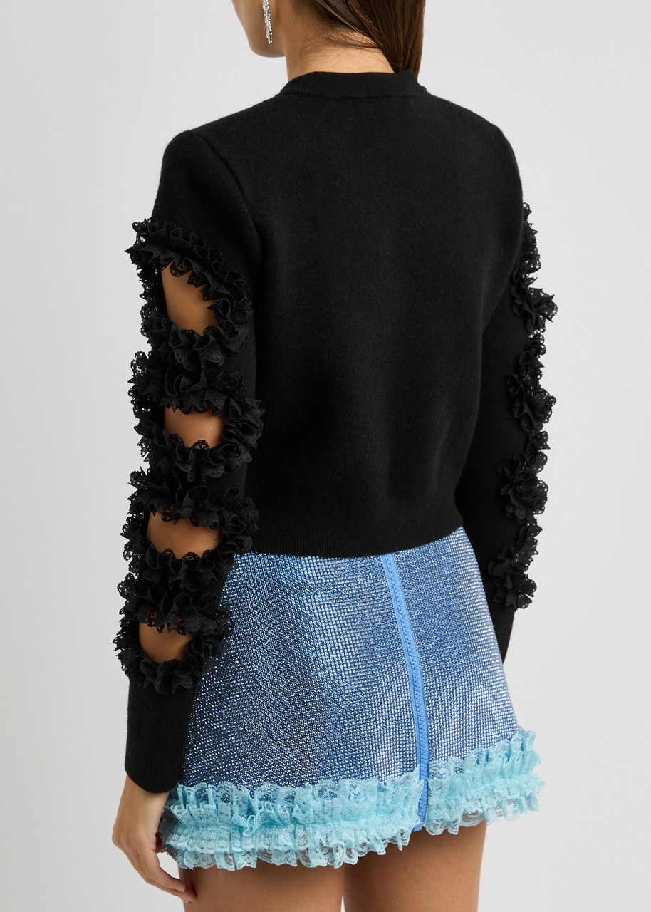 Self-portrait X Christopher Kane Lace-trimmed Cut-out Jumper - 3