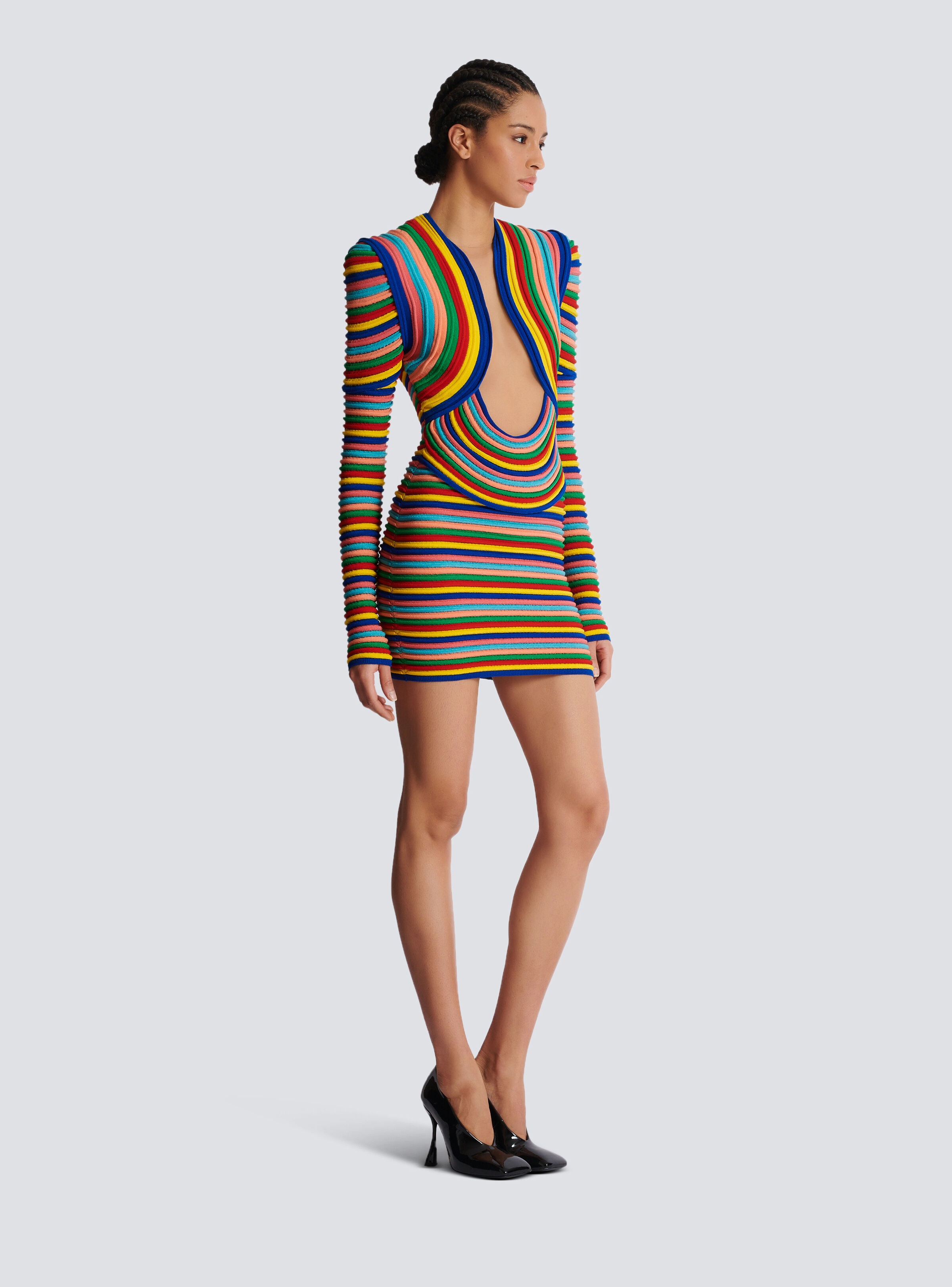 Short dress in multicoloured rolled knit - 3