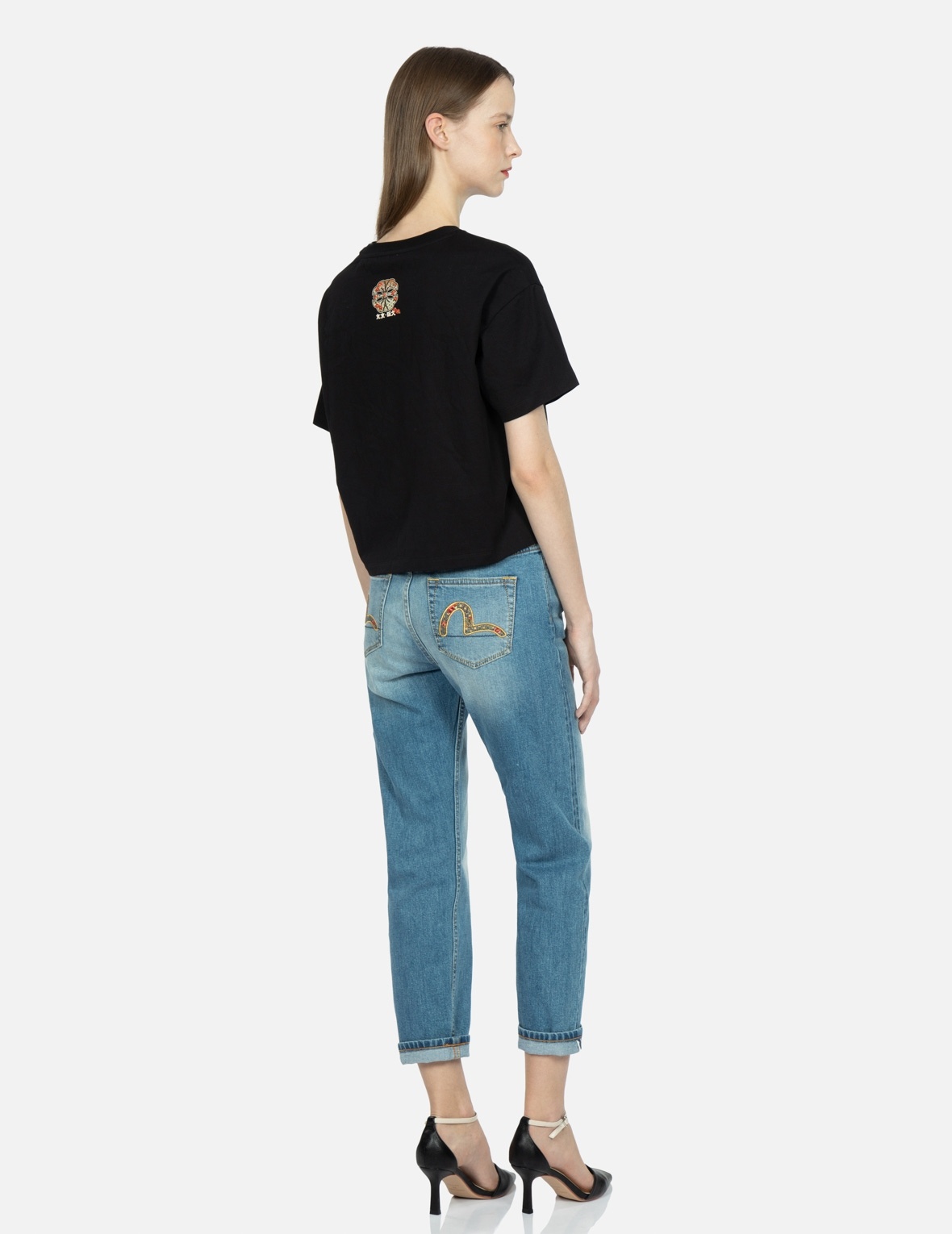 LOGO AND BROCADE-PATTERN KAMON PRINT T-SHIRT - 3