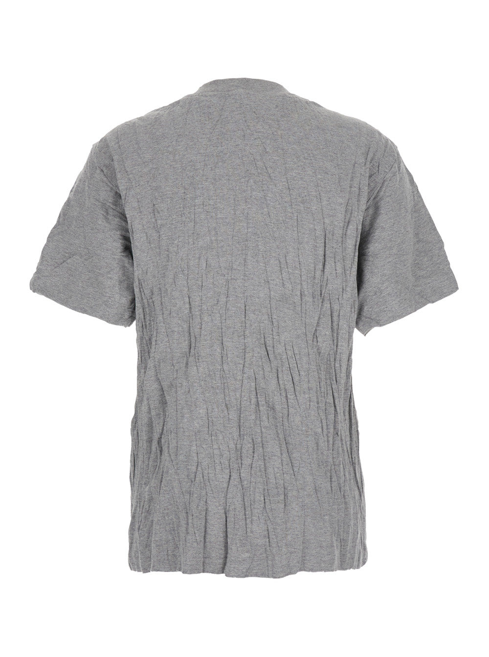 Bottega Veneta Women Grey Crewneck T-Shirt With Maxi Print On The Front And Wrinkled Ffect In Cotton - 2