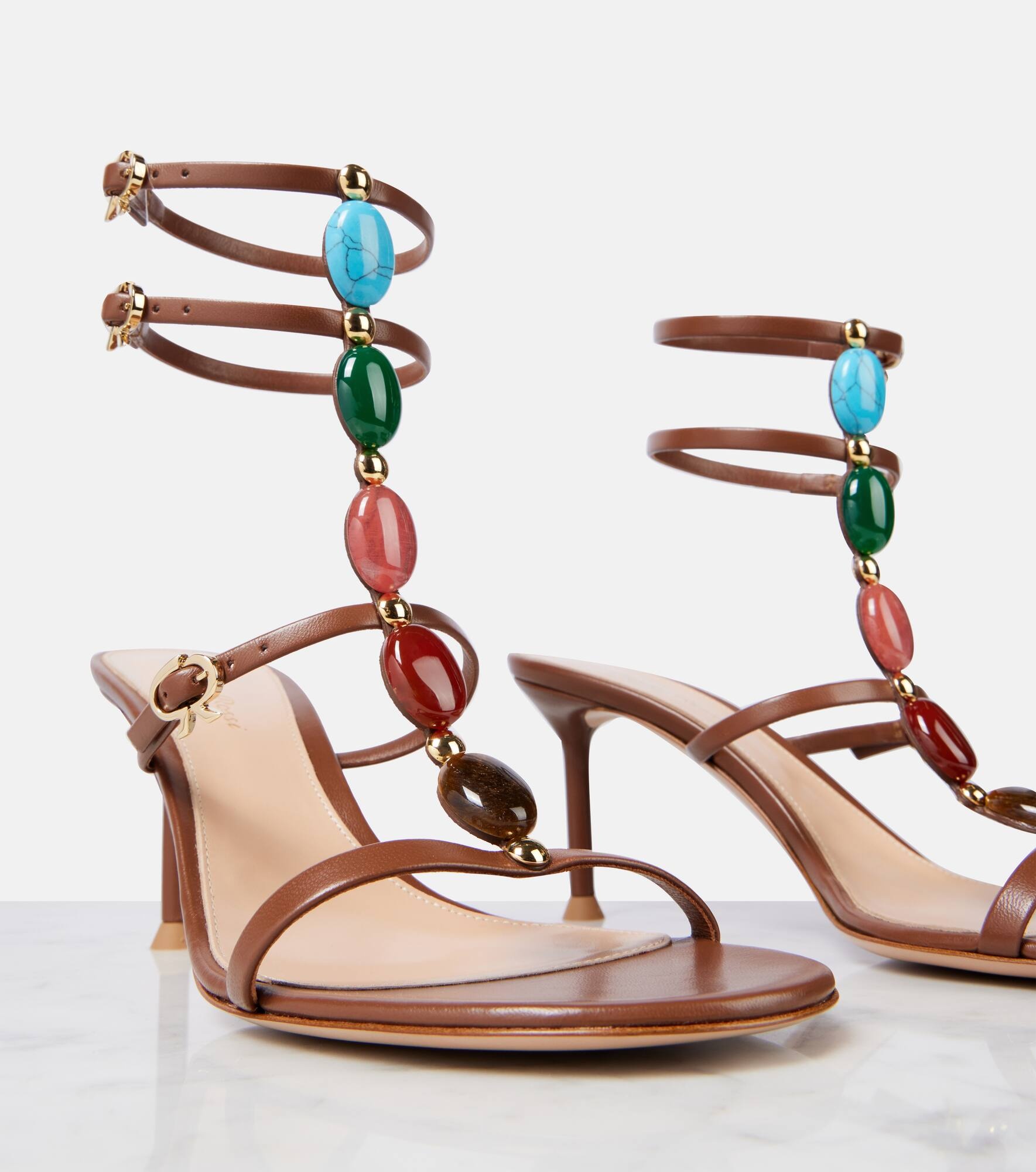 Shanti 70 embellished leather sandals - 5