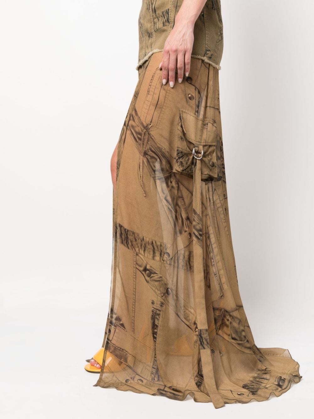 graphic-print semi-sheer dress - 5