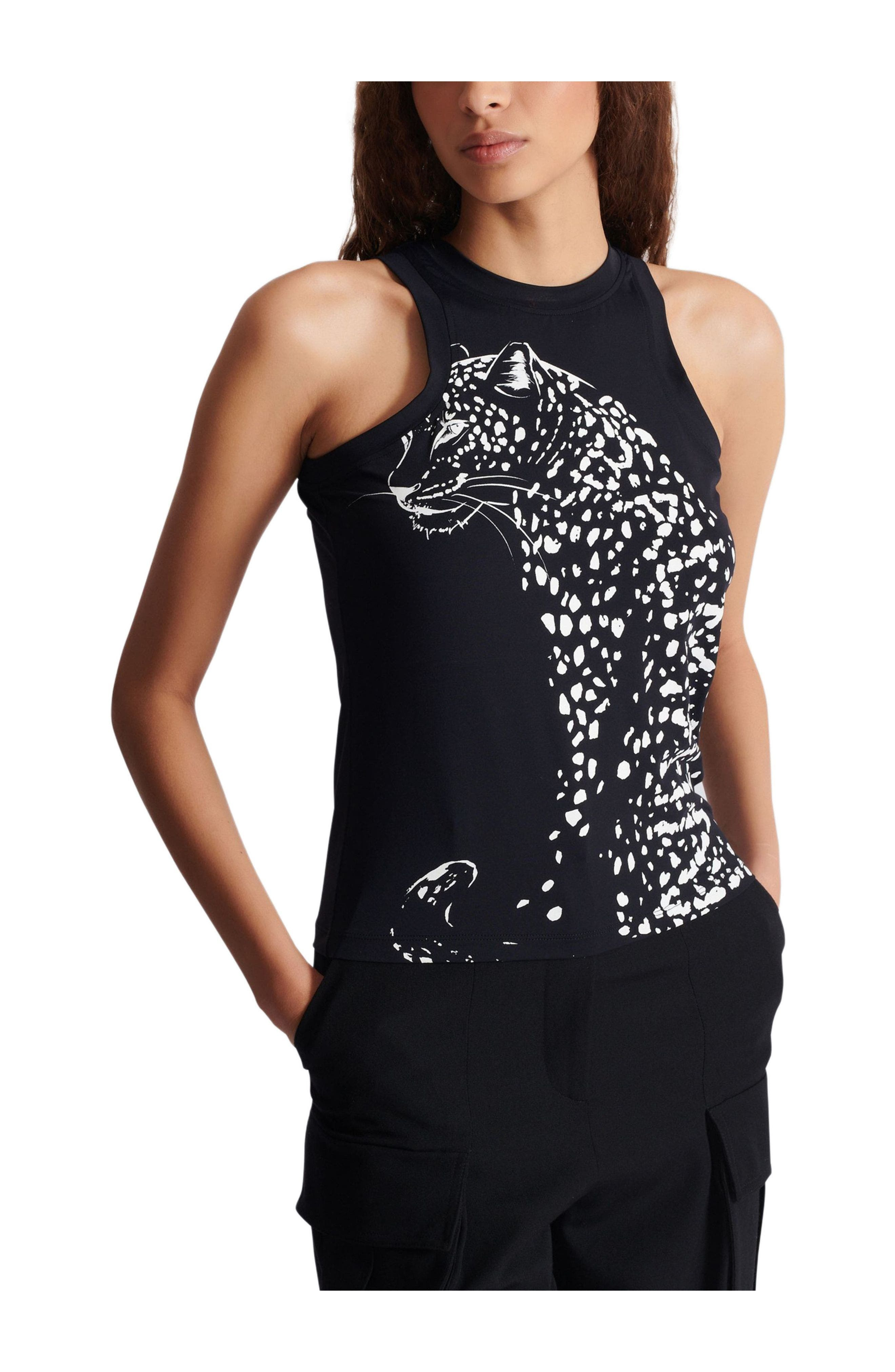 Balmain Leopard print tank top in Black at Nordstrom - 7