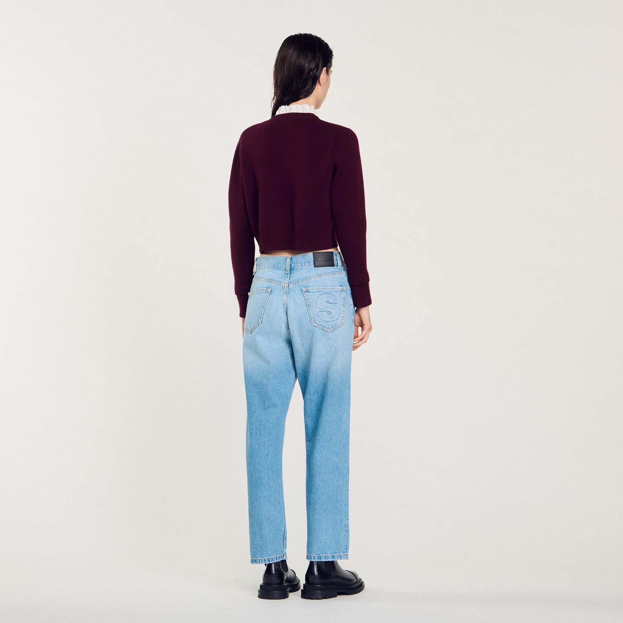 KNIT CARDIGAN WITH RUFFLED COLLAR - 5