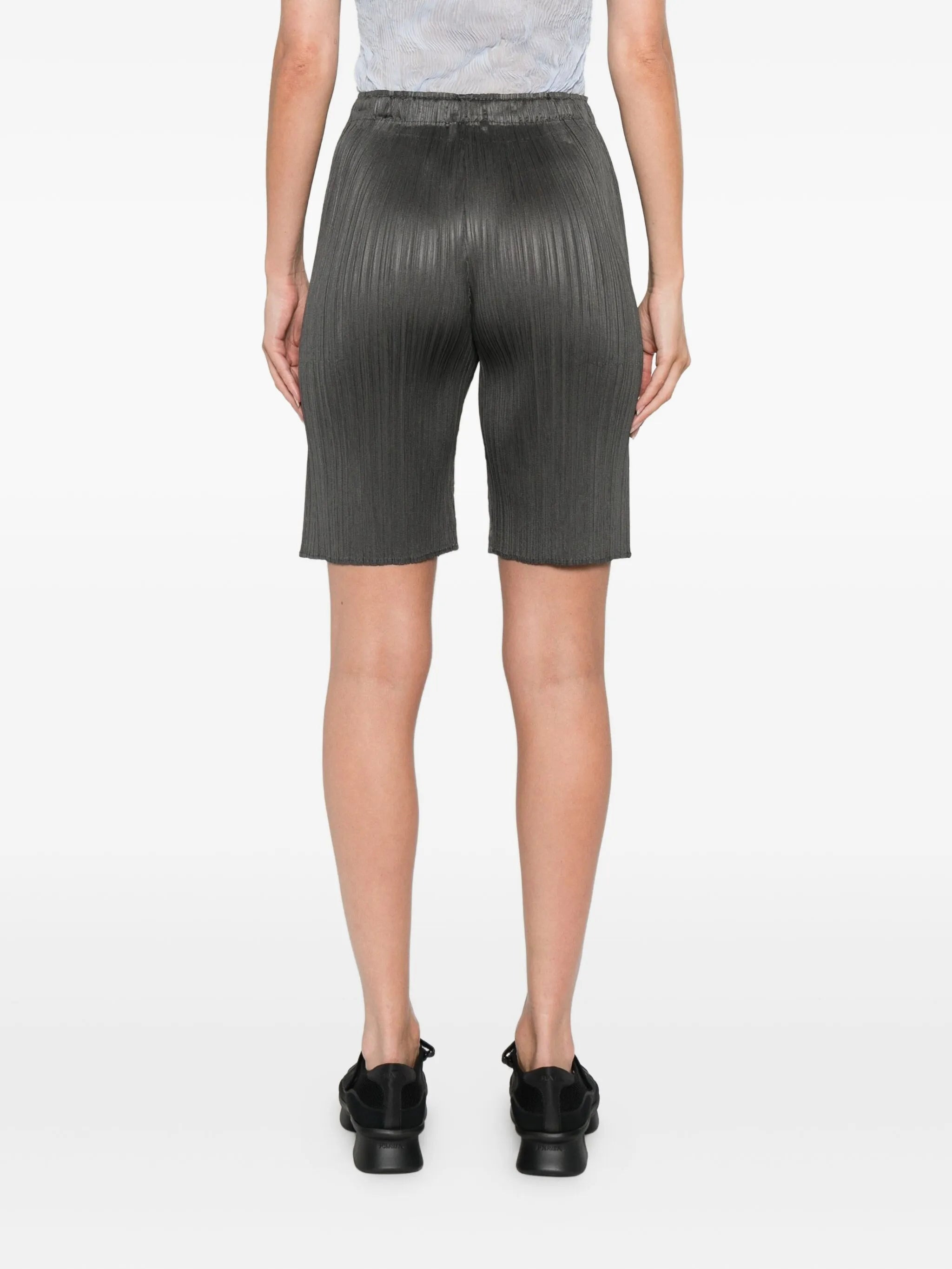 elasticated-waist pleated shorts - 4
