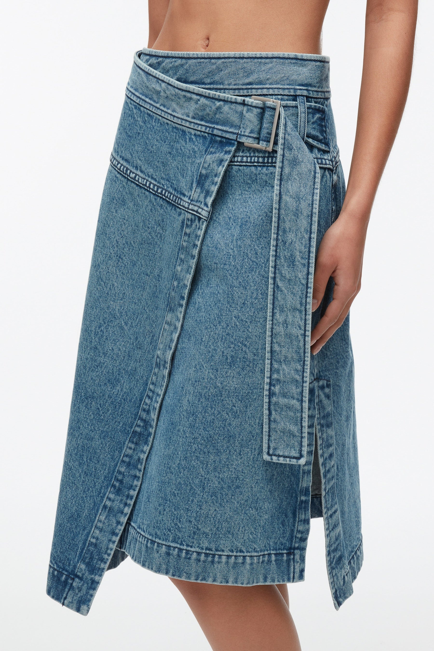 Denim Wrap Skirt - 5