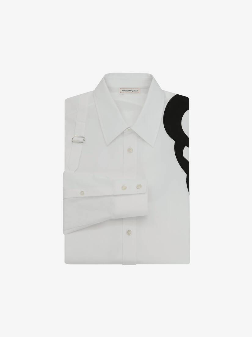 Seal Logo Embroidery Harness Shirt in White - 5