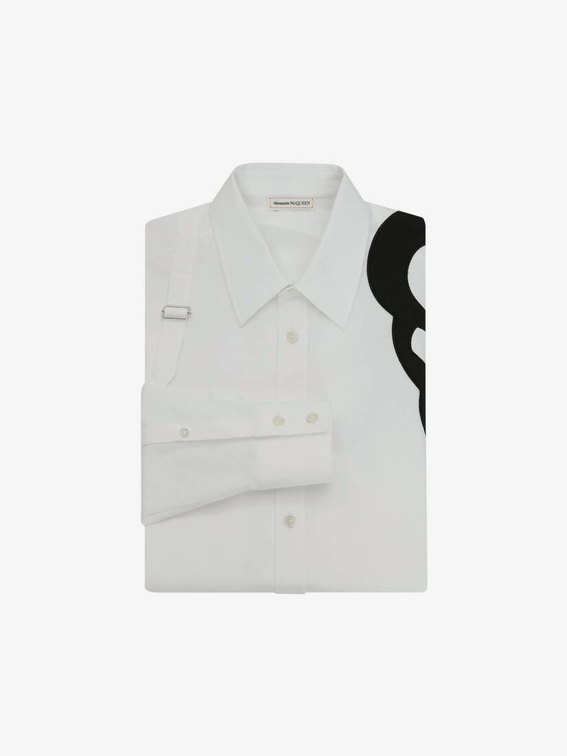 Seal Logo Embroidery Harness Shirt in White 5
