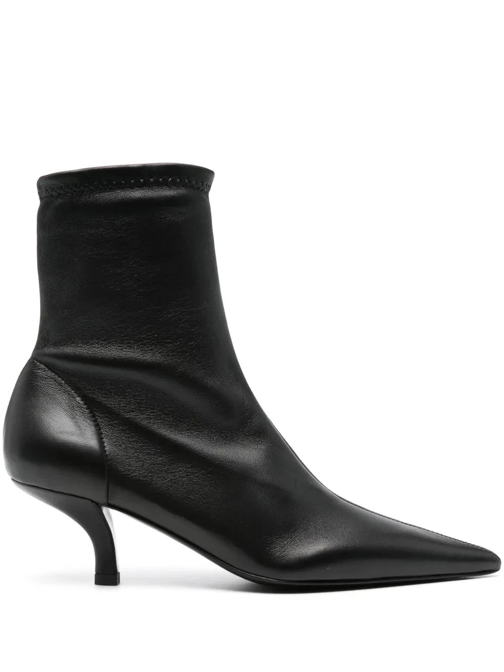 Nappa Heeled Sock Boot in Black - 1