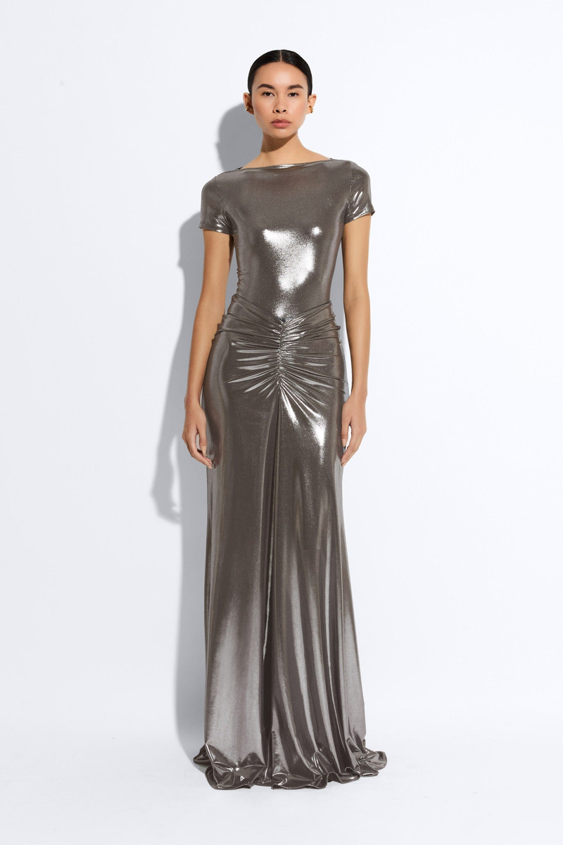 LAPOINTE Coated Jersey Ruched Maxi Skirt outlook