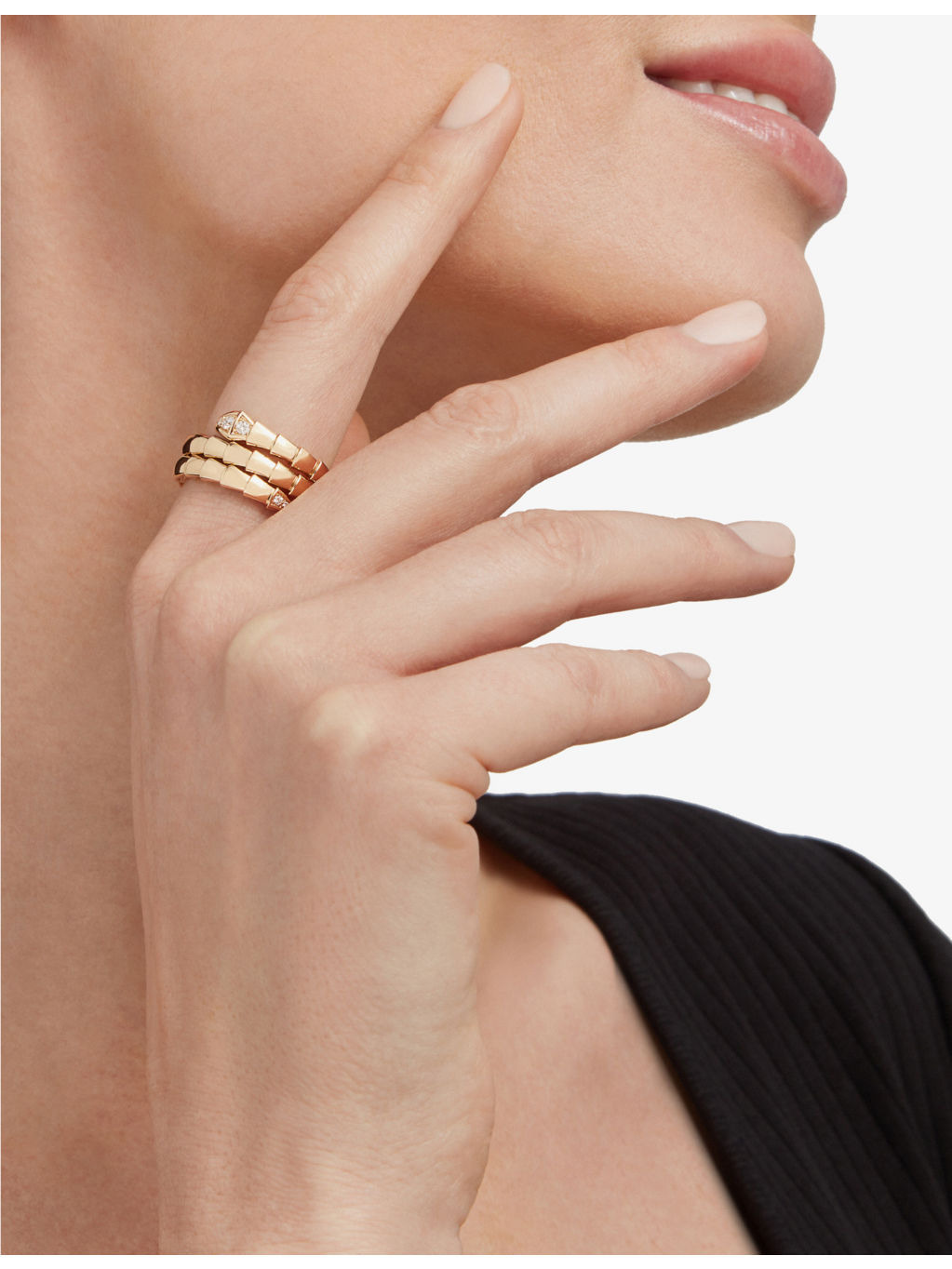 Serpenti Viper 18ct yellow-gold and 0.1ct round-cut diamond ring - 4