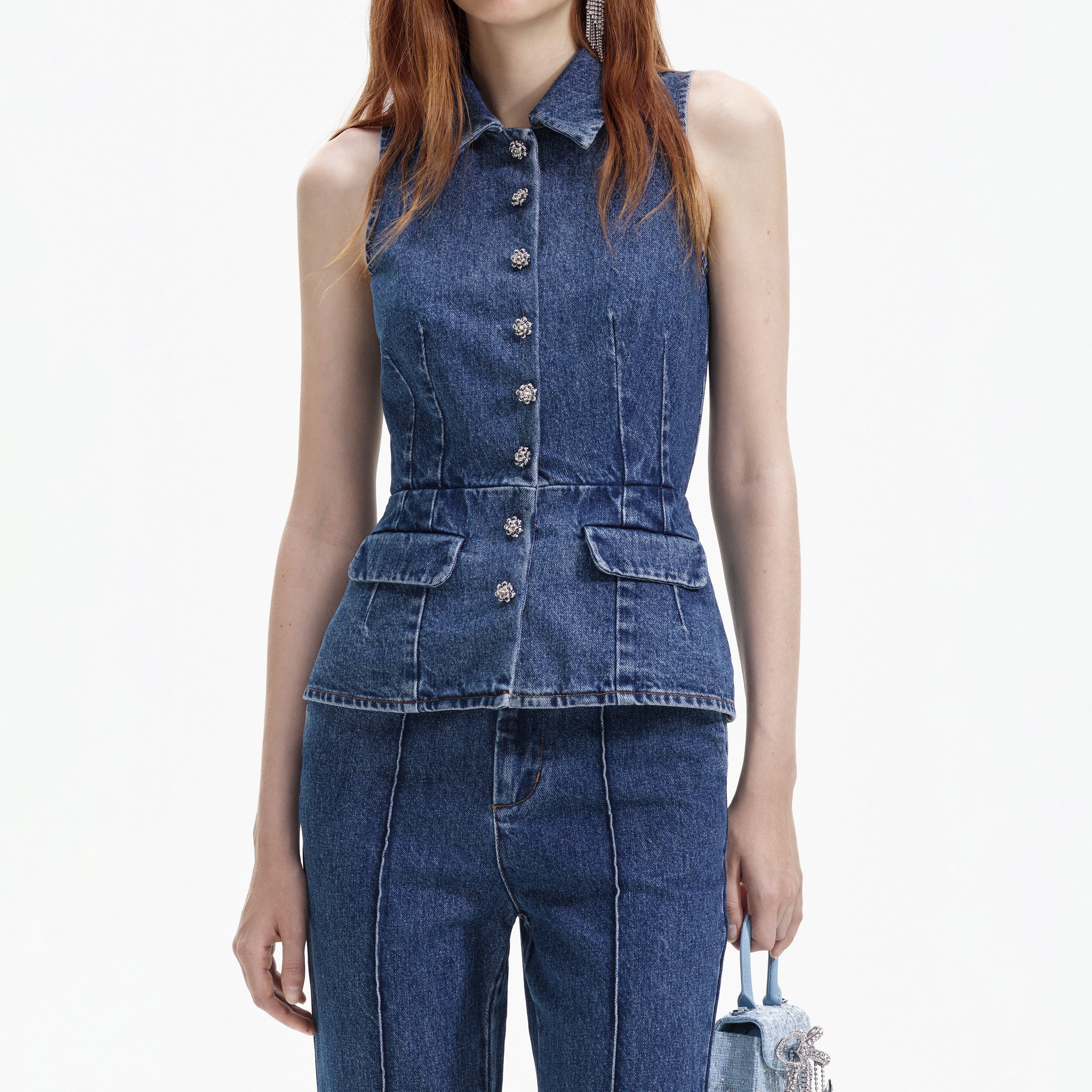 Blue Denim Jumpsuit - 4