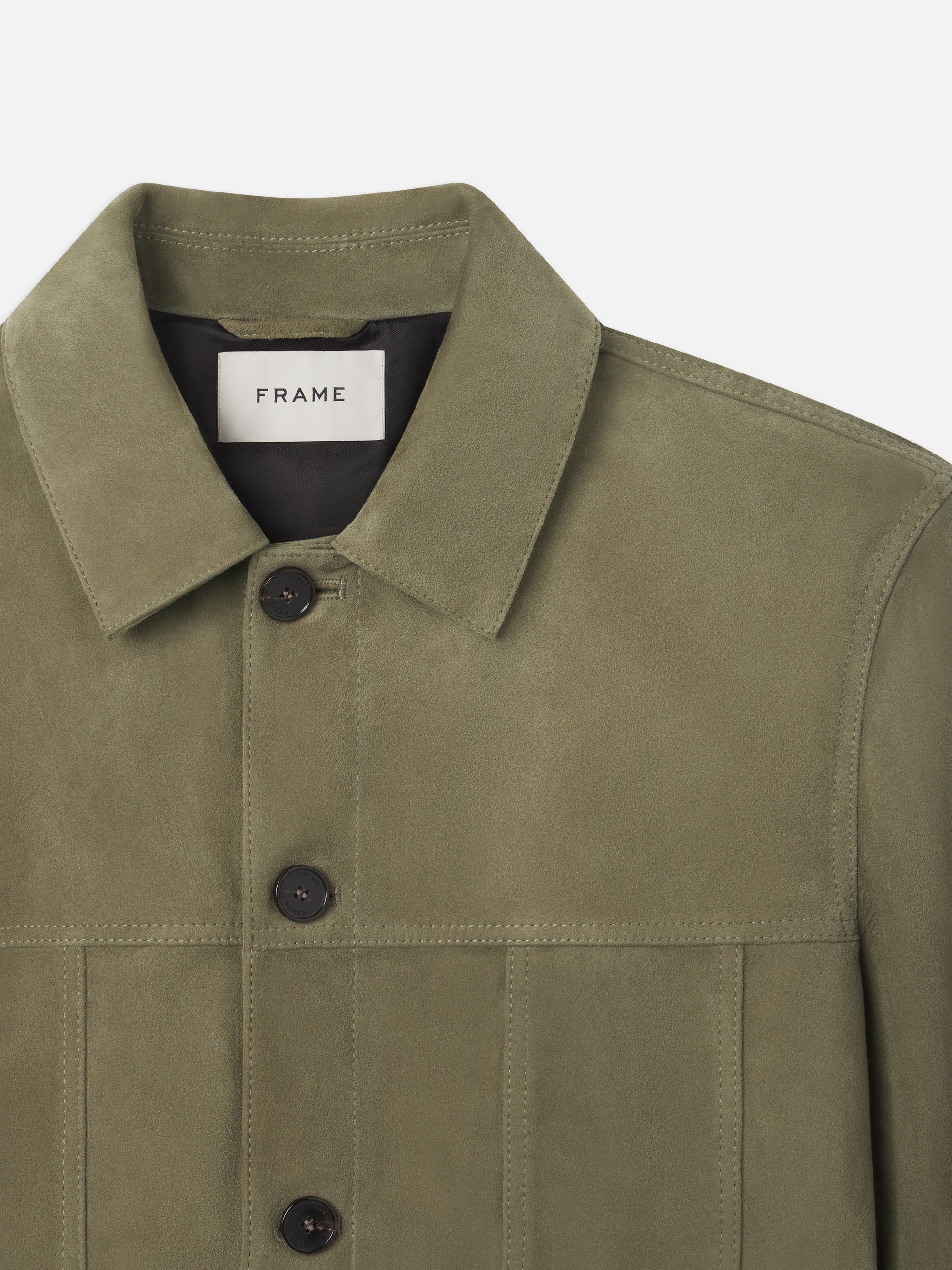 Suede Jacket in Light Olive - 3