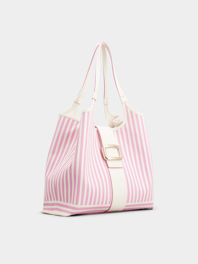 Viv' Choc Summer Stripes Medium Shopping Bag in Fabric 3