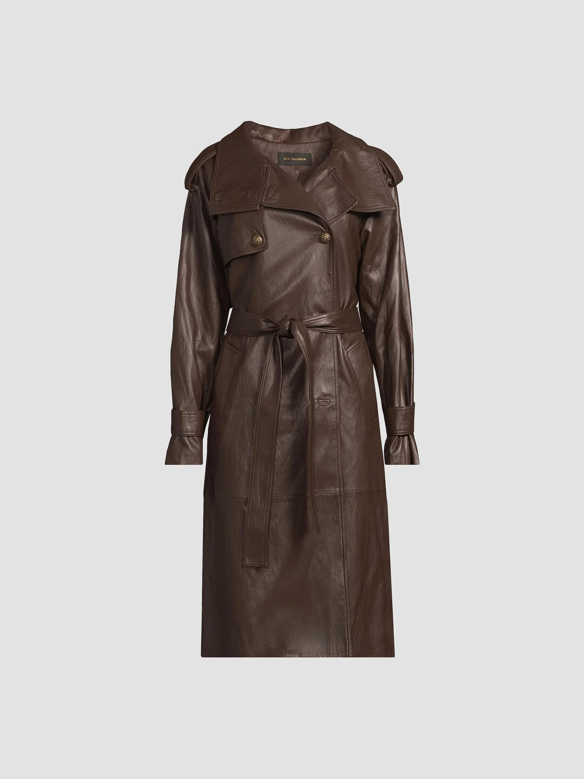 Women's Tony Faux-Leather Trench Coat - Brown - 1