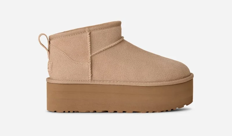 ® Women's Classic Ultra Mini Platform Suede Classic Boots in Sand - 1