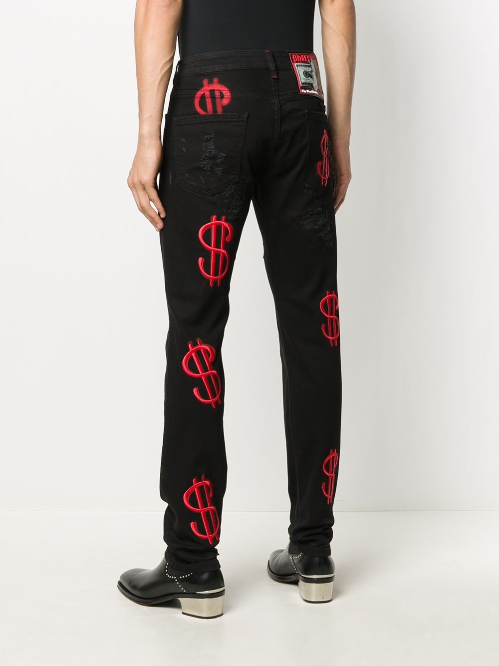 dollar embroidered super straight cut jeans - 4