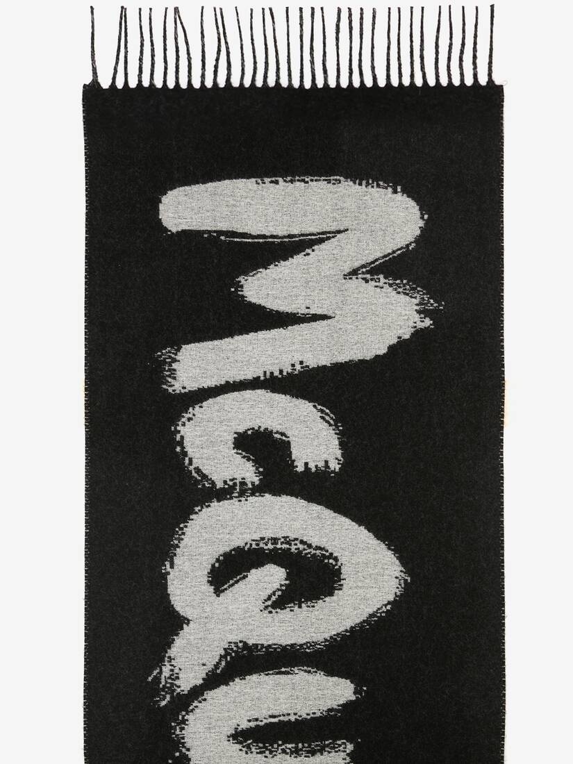 Oversize Mcqueen Graffiti Scarf in Black/white - 4