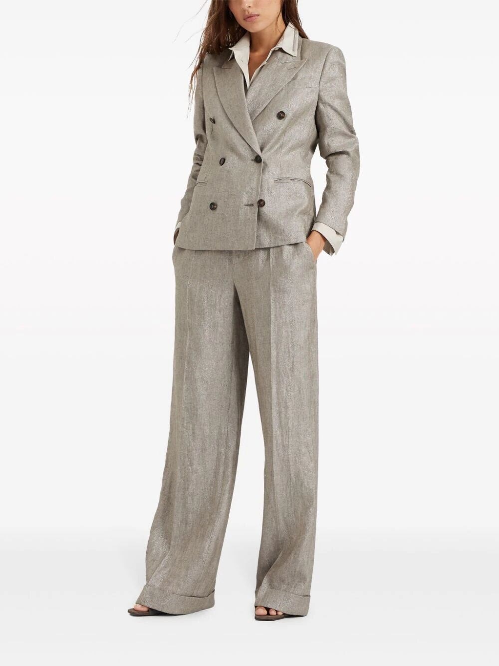 【送料&関税込】Brunello Cucinelli Sparkling Linen Twill Bla Brunello Cucinelli Sparkling linen twill blazer with monili